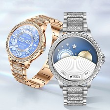 Luxus Smartwatch Damen mit Anruf Herzfrequenz Pulsuhr Fitnessuhr Schrittzähler