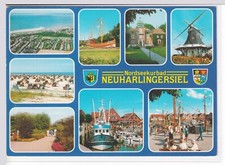 #0151 AK Neuharlingersiel Nordsee Hafen Windmühle um 1980