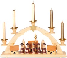 Lichterbogen Weihnachten Schwibbogen Holz für Kerzen Sternsinger 32 cm