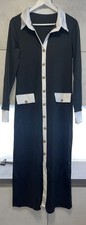 Elegantes Schwarz weißes Maxi Blusenkleid mit Knopfleiste Gr. XL 44/46 /50