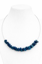 Damen Kette Blau Buri Perlen