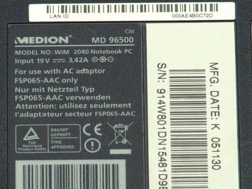 Gehäuse unten medion md96500 - gehäuse,
