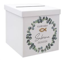 Briefbox Eukalyptus Fisch Gold Kommunion Konfirmation Taufe Personalisiert