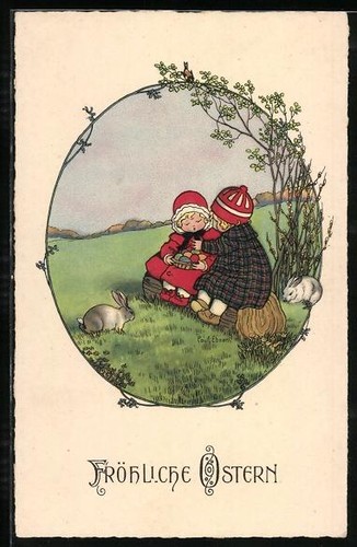 Künstler pauli ebner zwei - künstler-ak, ebner: