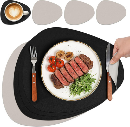 4er set tischsets leder - set, leder-imitat