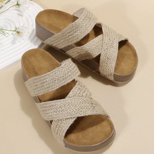 Damen plateau sandalen gewebt - sandalen,