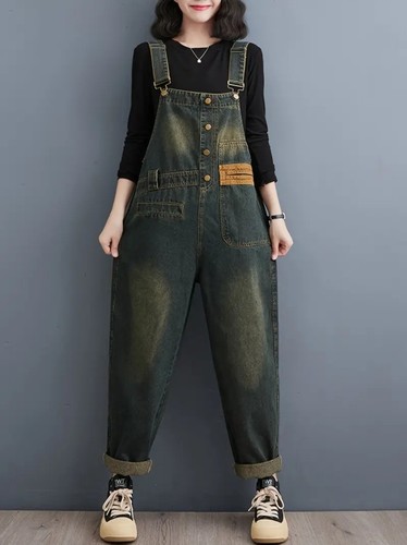 Trendige damen latzhose denim - latzhose,