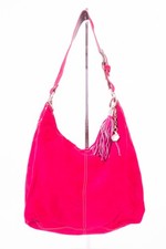 Damentasche Schultertasche Pink Wildleder mit Quaste & Anhänger