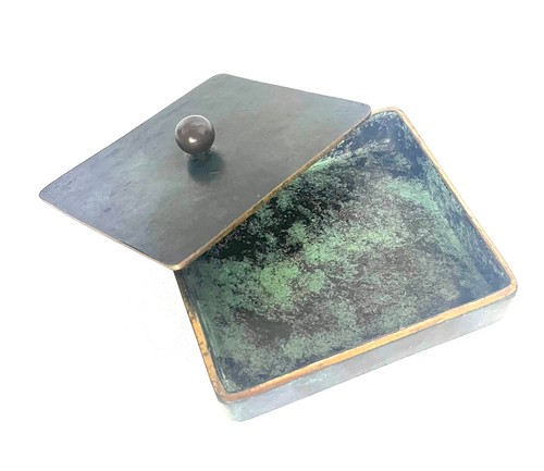 Messing deckeldose patiniert - deckeldose,