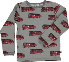 SMAFOLK Langarmshirt Shirt Feuerwehr firetruck grau 86 92 98 104 110 116 122 128