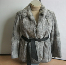 Wunderschöne alte Pelzjacke Echtpelz silber XL 44, feiner leichter Pelz + Gürtel