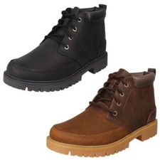 Herren Clarks Leder Smart Freizeit Alltag Schnürstiefeletten Rossdale Mittelhoch