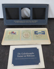 24199/ Franklin Mint Partner im Weltraum 1975 Sterlingsilber Medaille + Briefmar