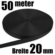 SCHWARZ ★ 20 MM / 50 METER ★ PP STARK Gurtband Taschengurt Taschenband