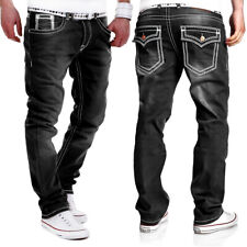 HERREN STRAIGHT FIT JEANS CHINO HOSE DICKE NAHT BLAU/SCHWARZ/BEIGE/GRAU NEU