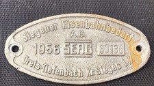 Waggonschild builders plate SEAG Dreis-Tiefenbach 1956   sehr gut, Al