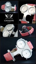 CAVADINI Sommer Damenuhr Dual-Time ausgefallenes Design Edelstahl rosa