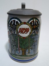 Alter Reservistenkrug Bierkrug  0,5 Liter Zinndeckel Eisernes Kreuz 1914