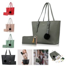 2-tlg Shopper Handtasche Damen Groß + Geldbörse Groß, Geschenke für Freundin