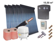 Solaranlage Komplettpaket Vakuumröhren Hochleistungskollektor HeatPipe 15,5m²