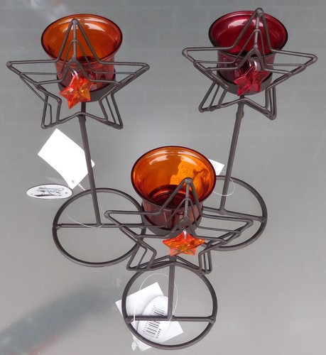 Teelichthalter stern mit glas - mit,