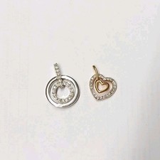 2x Swarovsky Anhänger Charm Herz vergoldet Kreis Kristalle Strass Stein