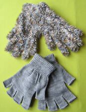 2 Paar Damen Handschuhe Flauschhandschuhe mit Glitzerfäden, 2er Pack NEU