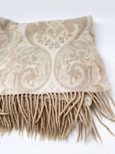 Wolldecke beige Fransen Cashmere Wohndecke Vintage Edelhaar Kuscheldecke alt