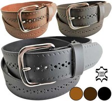 Jeansgürtel Ledergürtel gelocht 4 cm breit Damen Herren Echt Leder Gürtel 4cm