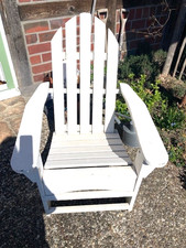 Klassiker Deckchair Teak, weiß gestrichen, Vintage