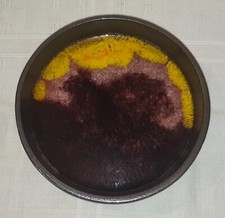 Karlsruher Majolika Sockelschale 7037, Craquelé Glasur, F. Glatzle/1963, Ø 21 cm