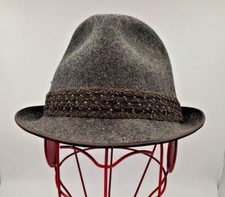 ? Vintage: "Anton Pichler Graz" dunkelgrauer Herren-Lodenhut - Gr. 56 - 1980er