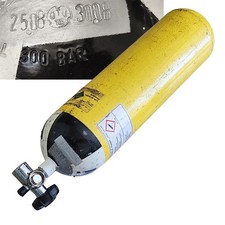 Atemluftflasche 6L 300 bar mit TÜV 08/2030 Stahl Gelb 5/8" Gewinde  Feuerwehr