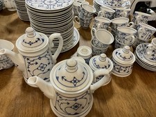 Strohmuster/Jägermuster   Winterling Set Porzellan Chromolit indisch blau