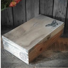 Vintage Weinholzkasten 35x20x10 cm Landhaus Weintruhe Shabby Holz Handarbeit