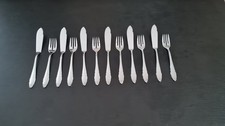 12 Teile Fischbesteck antik Henckels/Zwilling Alpacca Chrom zeitlos schön in OVP