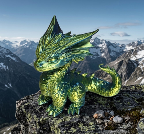 Drachen figur blau gold - drachen,