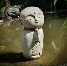 Steinfigur Buddha Mönch Gartenfigur massiv Garten Figur Jizo Statue