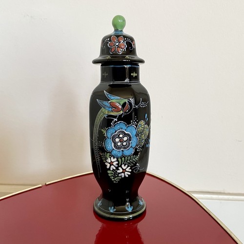 Schwarze deckeldose handbemalt - schwarze,