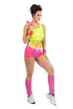 Aerobic Babe pink mit Jacke 90er 3-teilig Hose Top Jacke Karneval Kostüm Damen 