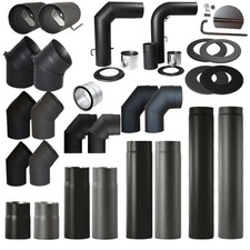 Ofenrohr Rauchrohr Ø 150 mm Verlängerung Bogen Schwarz Grau Rohr Set Kamin Ofen