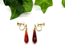 2321 Silber 835 - Ohrschrauben mit Karneol Pampeln - vergoldet