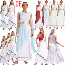 Damen Römische Göttin Kostüm Cleopatra Kleid Lange Ein-Schulter kleid Halloween