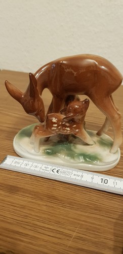 Porzellanfigur reh mit kitz - mit,