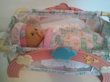 Puppenbett mit Puppe Puppenreisebett Möbel New Baby Born Kissen Decke,Bettlacken