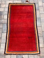Teppich handgeknüpft Gabbeh ca. 95 cm x 169 cm rot, organe, petrol, blau schwarz