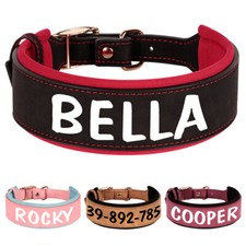 Personalisiert Leder Hundehalsband Breit Gepolstert mit Name Bulldogge Labrador