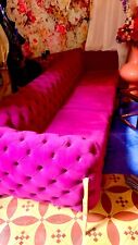 Luxus XXL Chesterfield Sofa Couch Samt Velour Lila Pink