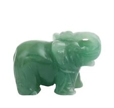 GLÜCKSBRINGER HANDGESCHNITZTER AVENTURIN JADE ELEFANT FENG SHUI STATUE HEILSTEIN