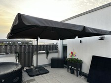  Sekey Alu Sonnenschirm Ampelschirm 3m x 3m, mit Kurbelbedienung inkl. Fuß 